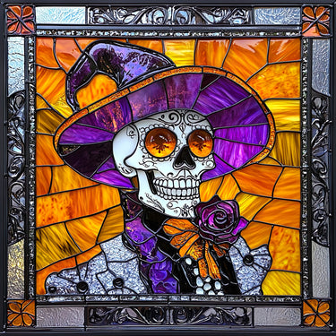 Halloween Skull Sign, DCO-102394, Sign For Wreath, 10x10in Metal Sign